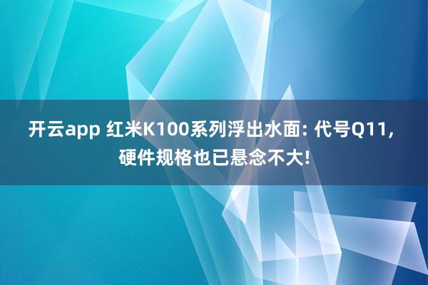 开云app 红米K100系列浮出水面: 代号Q11, 硬件规格也已悬念不大!