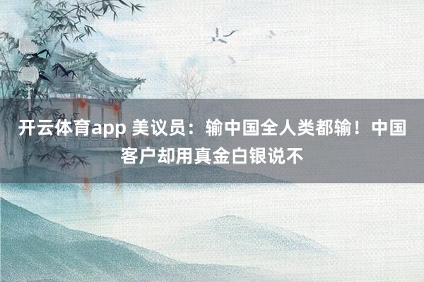 开云体育app 美议员:输中国全人类都输!中国客户却用真金白银说不