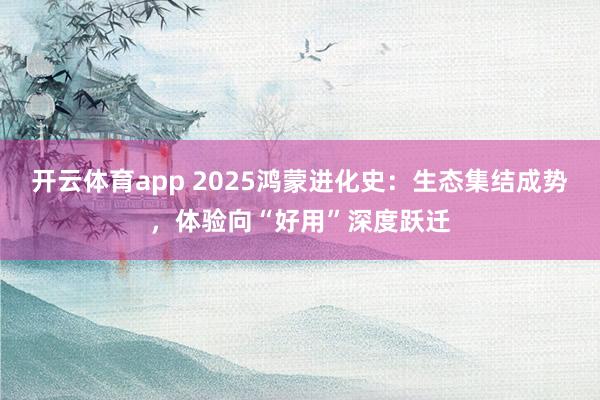 开云体育app 2025鸿蒙进化史：生态集结成势，体验向“好用”深度跃迁