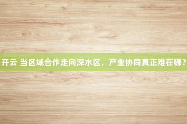 开云 当区域合作走向深水区，产业协同真正难在哪？