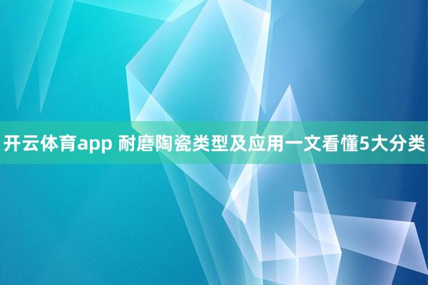 开云体育app 耐磨陶瓷类型及应用一文看懂5大分类