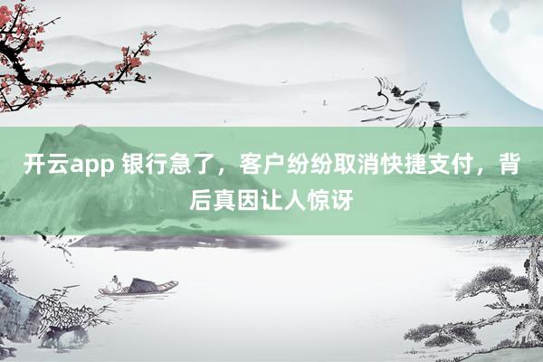 开云app 银行急了，客户纷纷取消快捷支付，背后真因让人惊讶