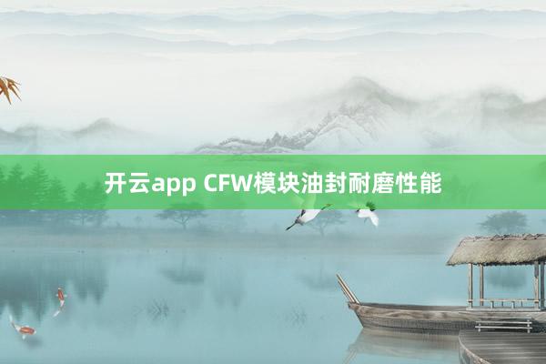 开云app CFW模块油封耐磨性能