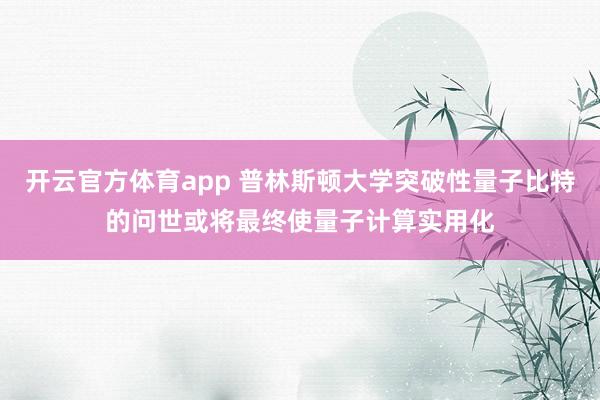 开云官方体育app 普林斯顿大学突破性量子比特的问世或将最终使量子计算实用化