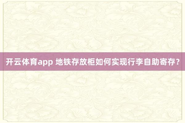 开云体育app 地铁存放柜如何实现行李自助寄存？