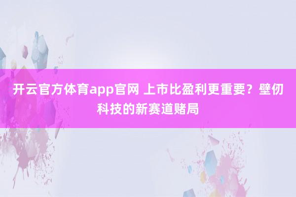 开云官方体育app官网 上市比盈利更重要?壁仞科技的新赛道赌局