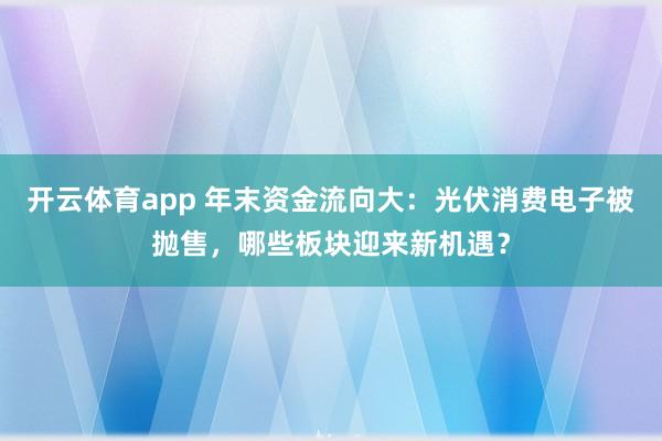 开云体育app 年末资金流向大:光伏消费电子被抛售,哪些板块迎来新机遇?