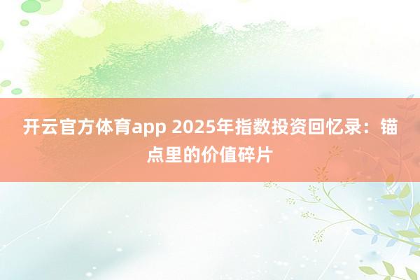 开云官方体育app 2025年指数投资回忆录：锚点里的价值碎片