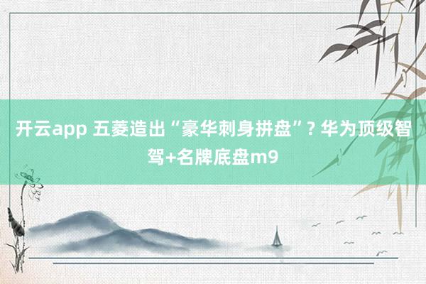 开云app 五菱造出“豪华刺身拼盘”? 华为顶级智驾+名牌底盘m9
