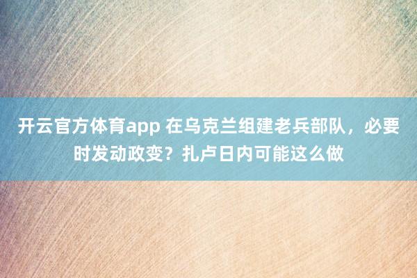 开云官方体育app 在乌克兰组建老兵部队,必要时发动政变?扎卢日内可能这么做