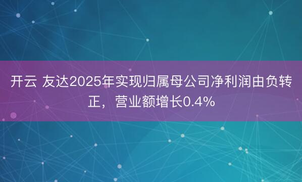 开云 友达2025年实现归属母公司净利润由负转正，营业额增长0.4%
